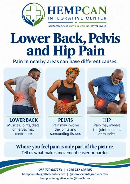 Lower back, pelvis and hip pain — HempCan poster