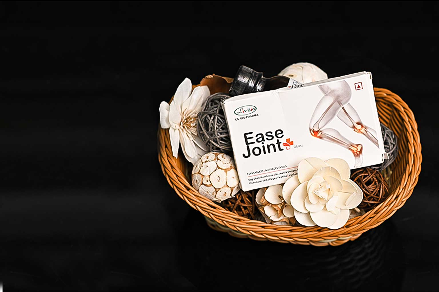 Ease Joint product displayed in a decorative basket